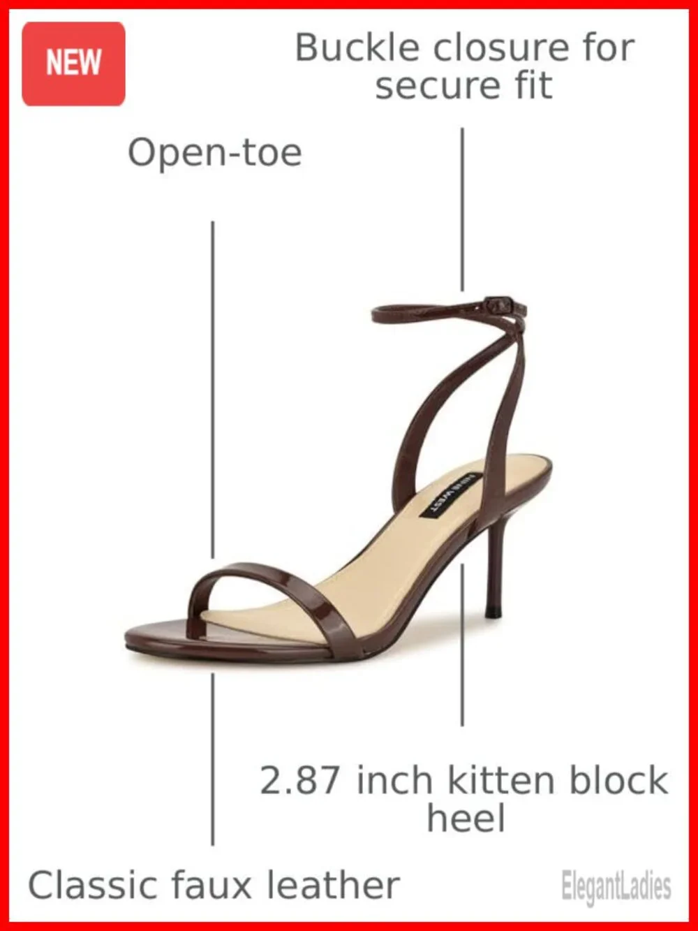Women's Waltz Kitten Block Heel Sandal Faux Leather Open Toe